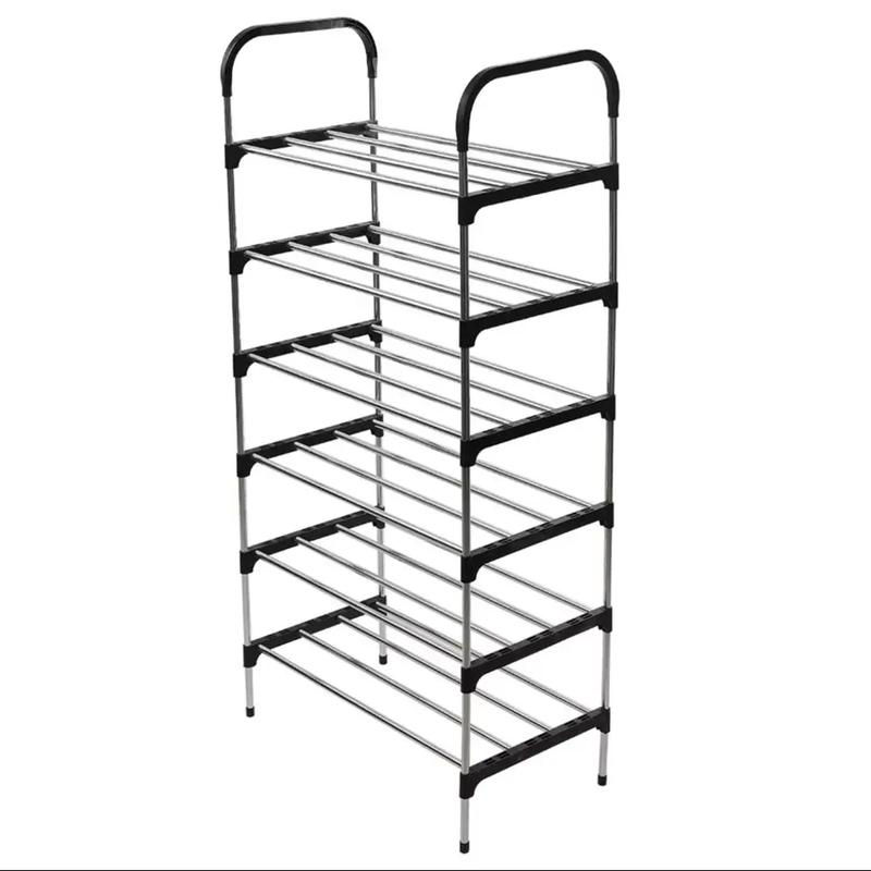Minimalist Tiered Shoe Rack 60x30x110cm Space-Saving Floor Stand, Ventilated Metal Frame, Easy Assembly, Durable Shoe Organize 4