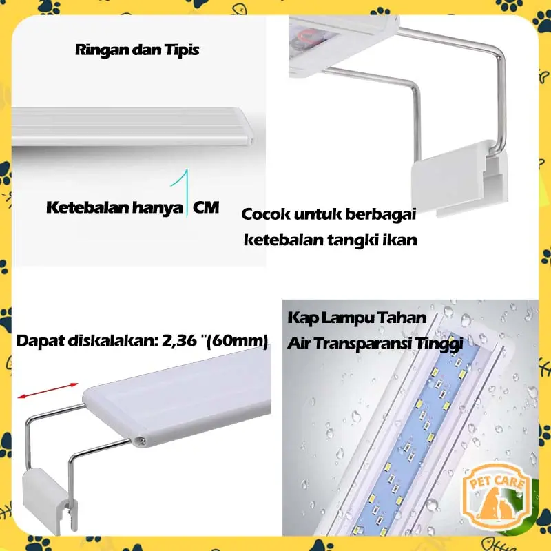 Lampu Led Aquarium Gantung Akuarium 20-90CM Aquascape Ikan hias Led Varian Lampu Rumput Air Tangki ikan 3
