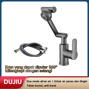 Keran air panas dan dingin mewah dari kuningan hitam, keran wastafel kamar mandi multi arah dengan putaran bebas 360 derajat, cocok untuk wastafel kamar mandi, balkon dapur, dll. Dapat juga digunakan sebagai kepala pancuran wastafel dan booster.