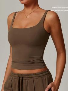 Sujetador deportivo sólido para mujer, chaleco deportivo cómodo y transpirable con Almohadilla extraíble para el pecho, ropa deportiva para mujer para uso interior y exterior
