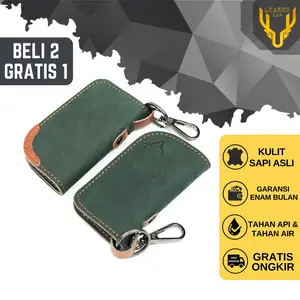 Dompet STNK Mobil Kulit Sapi Asli Leaderbag Terbaru Gantungan Kunci Kendaraan Car Keyless Premium Waterproof