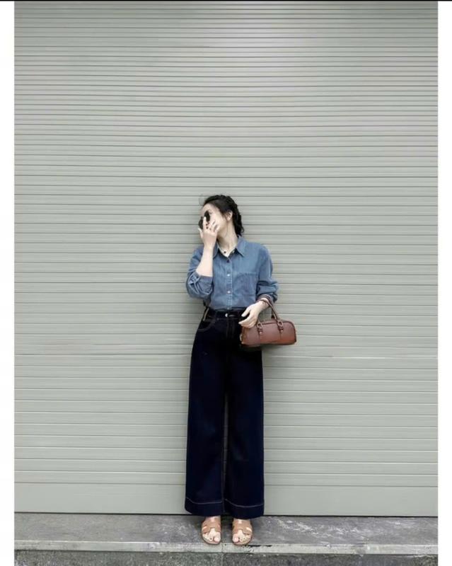 Quần jean bò xanh than ống suông rộng nữ xuông jeans cạp cao phong cách style Hàn Quốc MS22