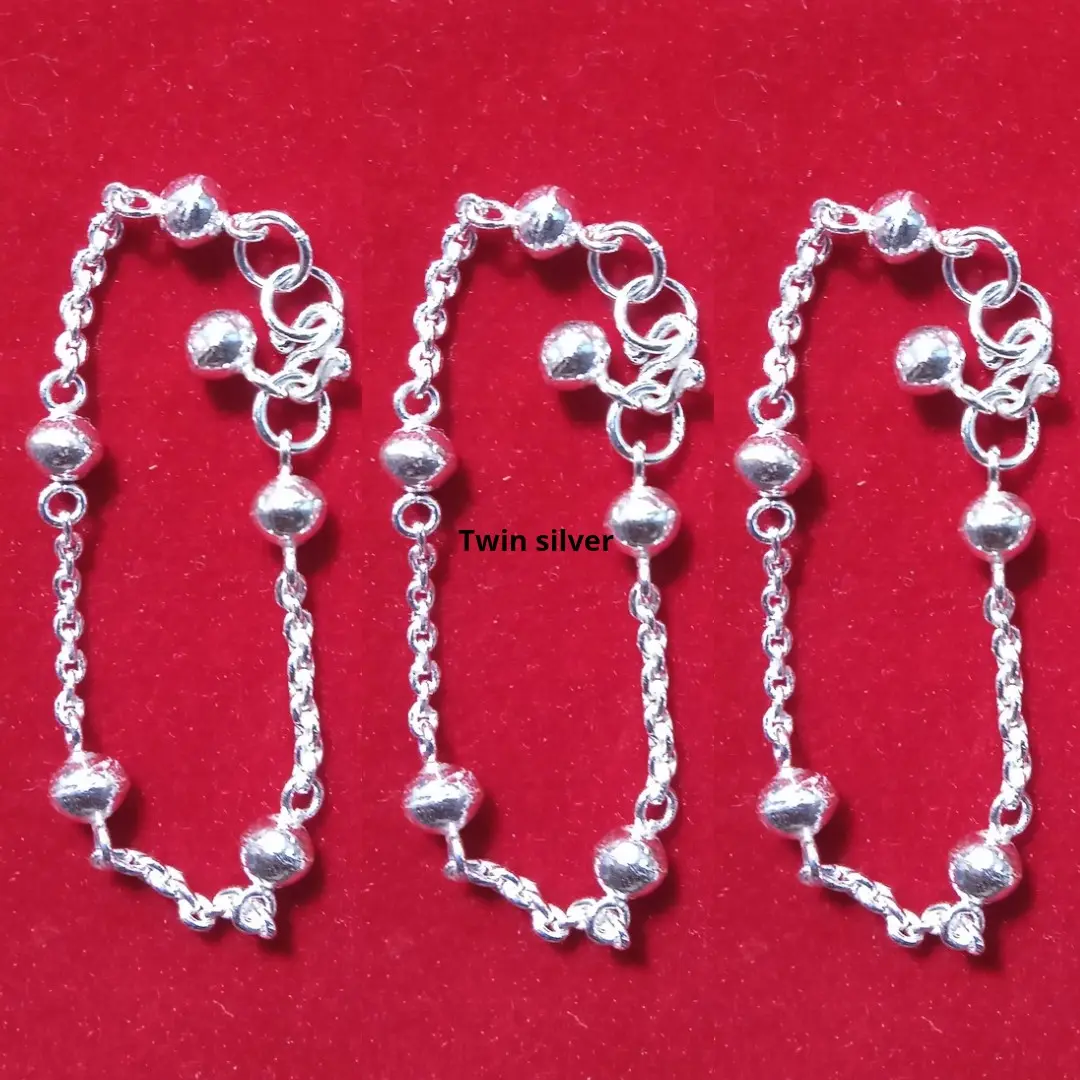 gelang perak asli |gelang tangan bola Rantai perak murni buatan tangan silver handmade