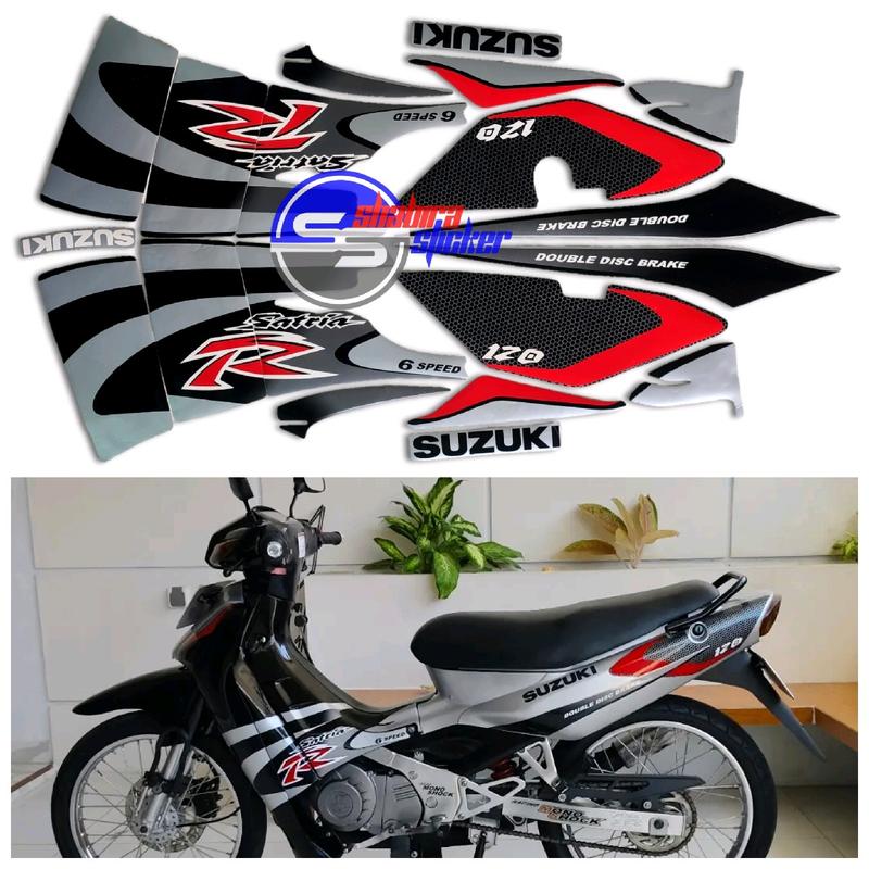 Striping Stiker Motor Suzuki Satria 120R Lumba 2002 2003 Silver Hitam Fullset Motorcycle 0