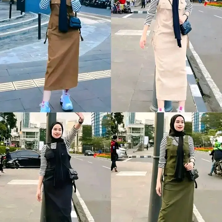 overall inara  kantong samping cargo twill combet Wanita