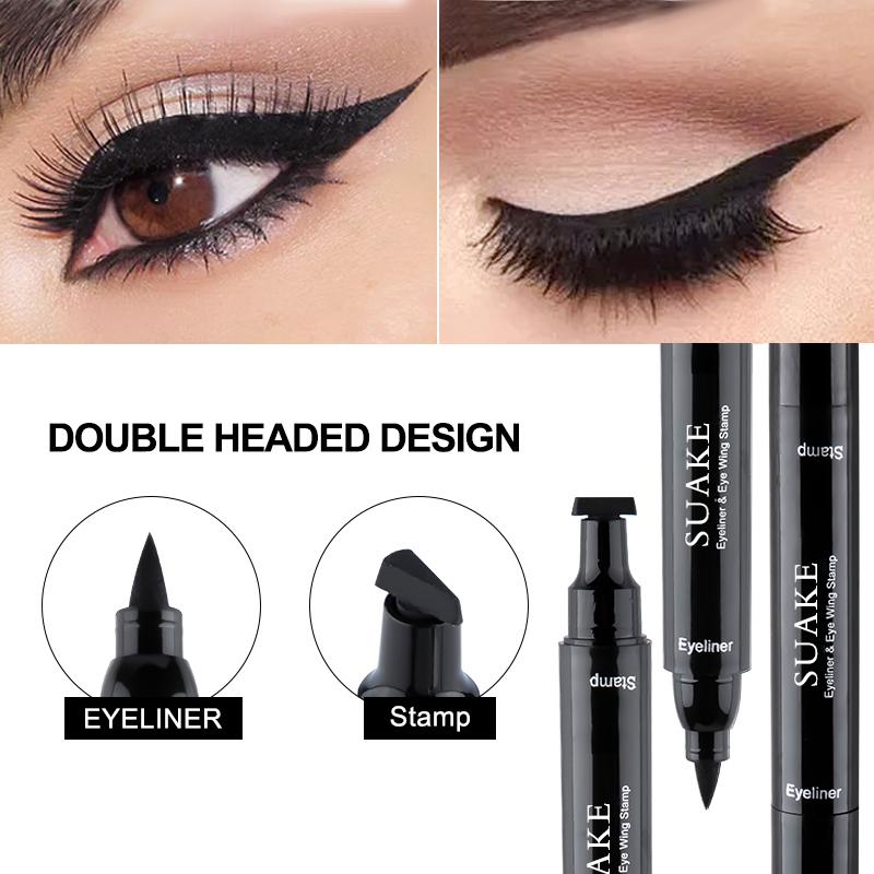 Product Introduction of 2 in1 Stamp Liquid Eyeliner Pencil Water Proof Fast Dry Double-ended Black Eye Liner Pen Make Up for Women Cosmetics 18
