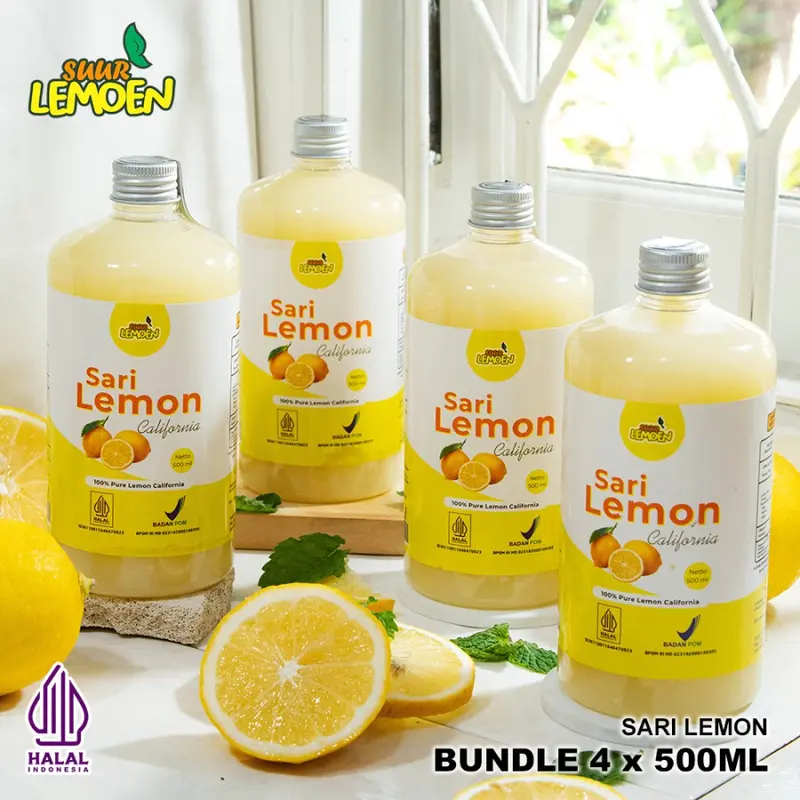 SUUR LEMOEN BPOM Paket Cuka Apel 500 ml dan Sari Lemon 500 ml 6