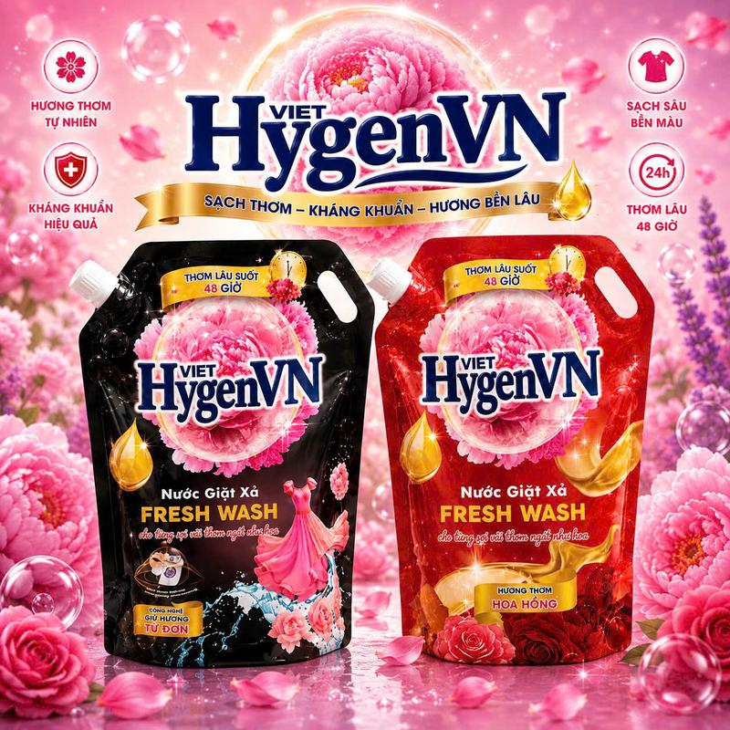 Nước Giặt HygenVN 2.1 Lít - Sạch Thơm, Kháng Khuẩn, Hương Bền Lâu 24h