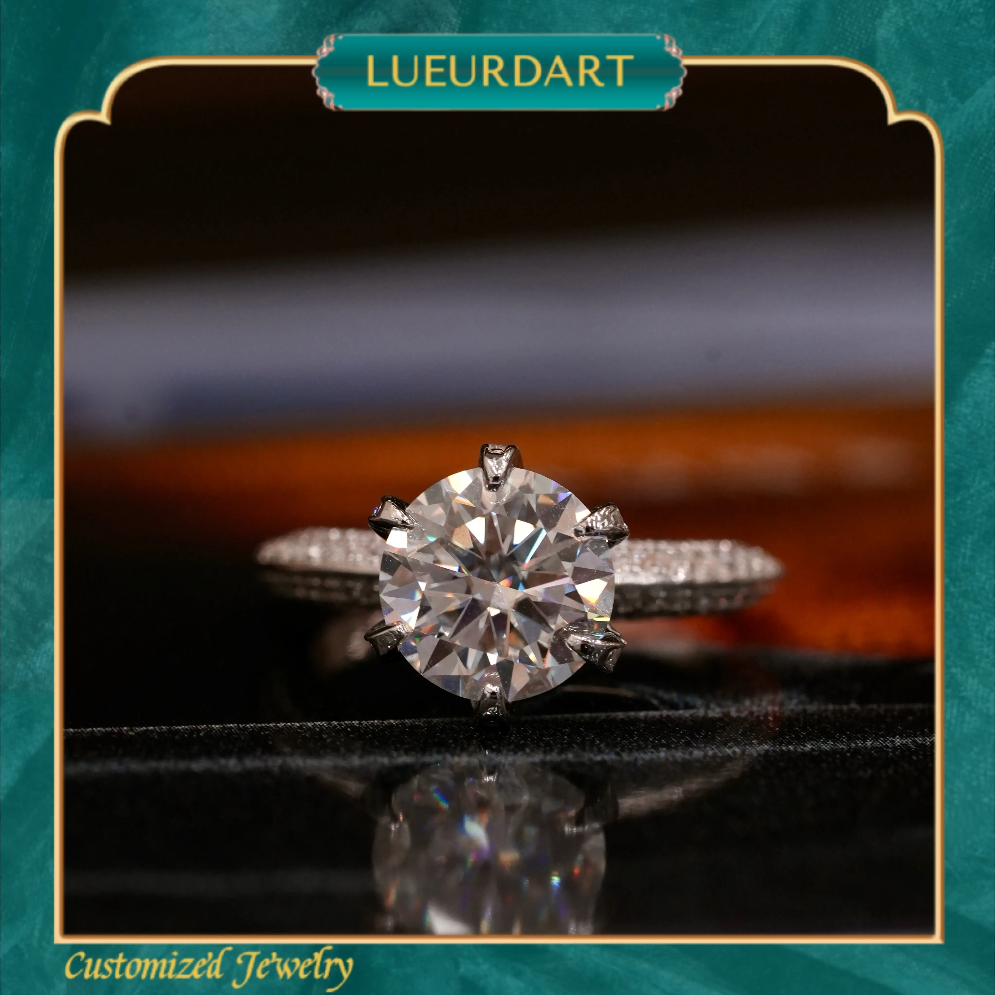 Moissanite ring D color s925 silver six claw women's ring wedding ring