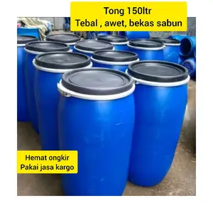 drum tong biru 150 liter anti pecah dilengkapi dengan clem