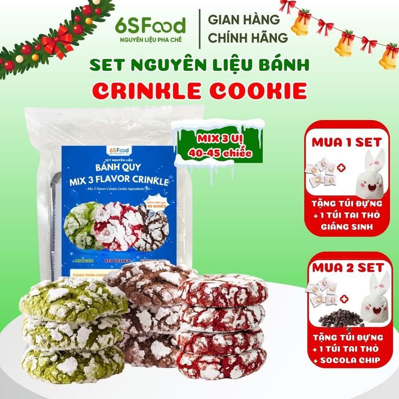 Set Nguyên Liệu Làm Bánh Crinkle Cookie Mix 3 Vị Thành Phẩm 40-45 Chiếc Thơm Giòn Ngon 6SFOOD