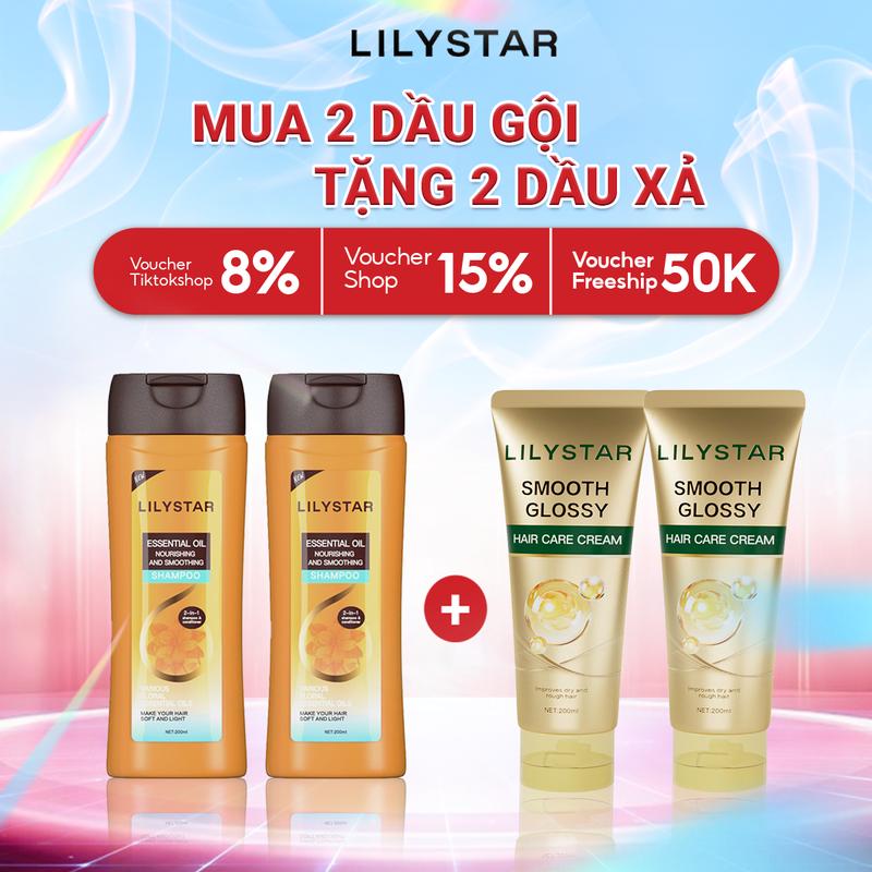[MUA 2 TẶNG 2] Dầu Gội Tặng Dầu Xả 2in1 Lilystar Giúp Làm Sạch, Lưu Hương Thơm Lâu, Nuôi Dưỡng Tóc Và Không Làm Bết Tóc (200ml)