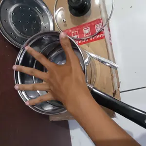 Panci Kukus Serbaguna / Panci Steamer 16 cm Tutup Kaca Sarang Circle Stainless Steel Kitchenware Ideal untuk Memasak Nasi Sayur MPASI