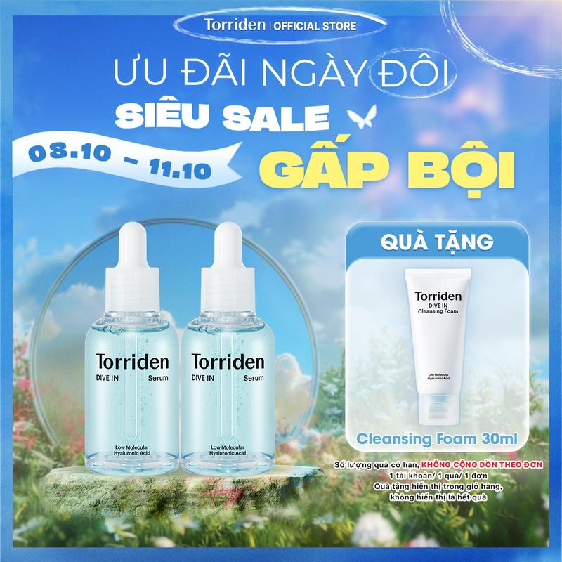 [COMBO] 2 Serum Hyaluronic Acid (HA) Torriden Dive In 50ml Hỗ Trợ Cấp Ẩm Sâu Dưỡng Da Căng Mịn