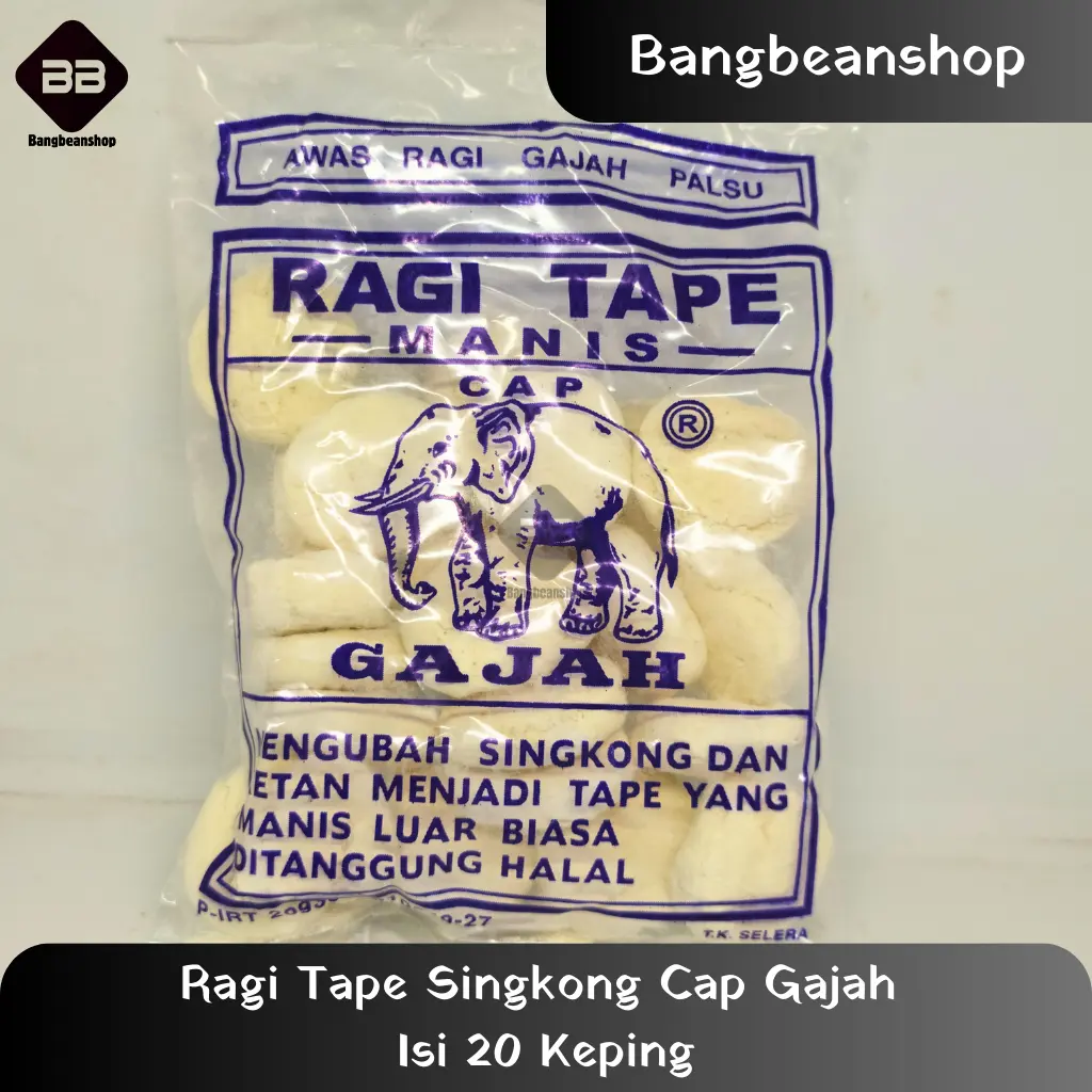 Ragi Tape Singkong Manis Cap Gajah-Bola Dunia isi 20-25 Keping