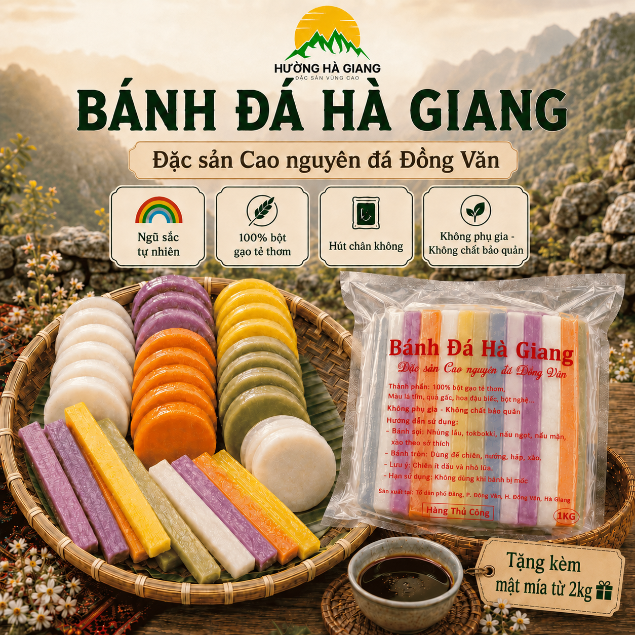 Bánh Đá Hà Giang Ngũ Sắc Tự Nhiên