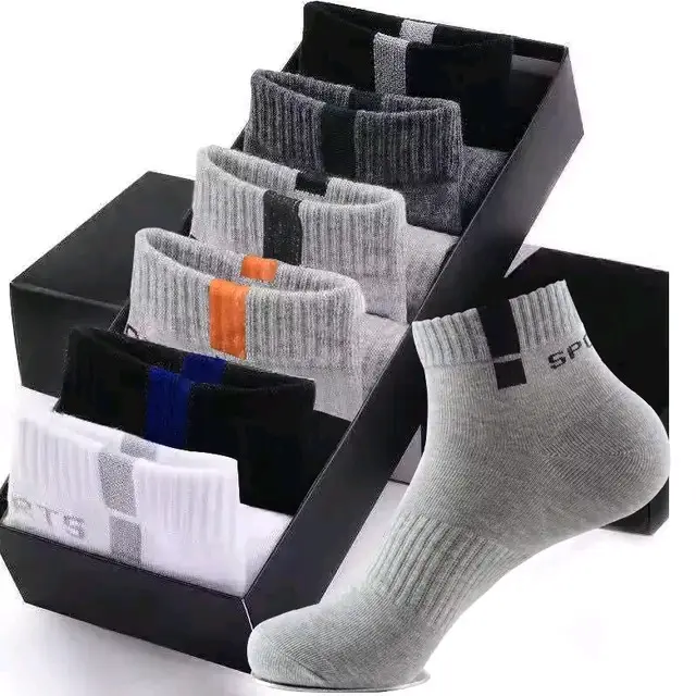 6&3 pasang kaus kaki pria dewasa blok kotak, bisa pilih warna, pendek semata kaki, casual Katun Sport Ankle Nyaman Tebal