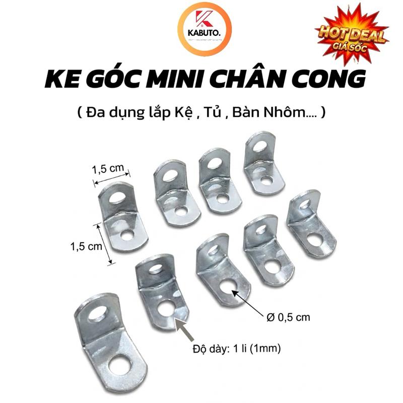 Ke Góc Mini 1,5Cm Bản Chân Cong Ôm Khít Đặc Biệt | Bám Sát Bề Mặt | Ke Vuông Chữ L Bắt Gỗ, Sắt | Thép Xi Mạ Chống Gỉ | Thiết Kế Bo Cong Ôm Khít | Lỗ Vít Lớn Dễ Căn Chỉnh