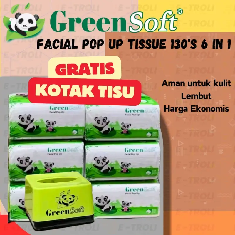 Tisu Meja Green Soft tissu kecil Isi 6pcs + Tempat Gratis - Putih, Hijau 0