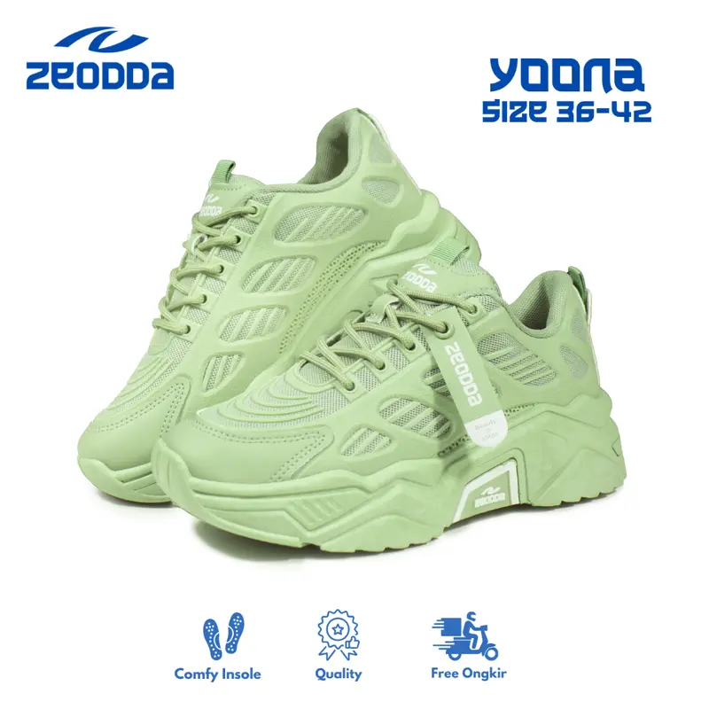 Zeodda Yoona V2 Sepatu Sneakers Wanita Casual Shoes Olahraga  - Full Pink - Karet, Black 1031 4