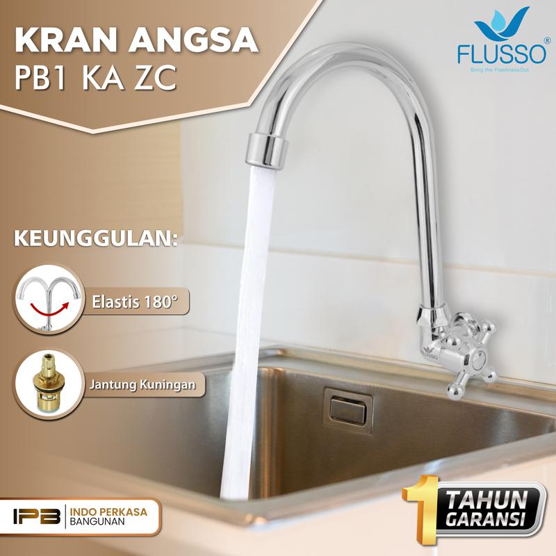 FLUSSO Kran Leher Angsa Drat Tembok 1/2 Inch Keran Air Cuci Piring Kualitas Premium | 2215 2