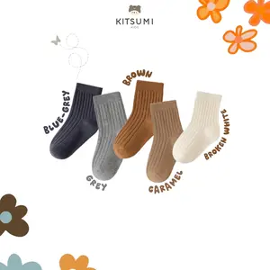 KITSUMI - Mori Socks 5in1 Kaos Kaki Anak, Kaos kaki anak perempuan, Kaos kaki anak laki-laki, Kaos kaki anak warna polos