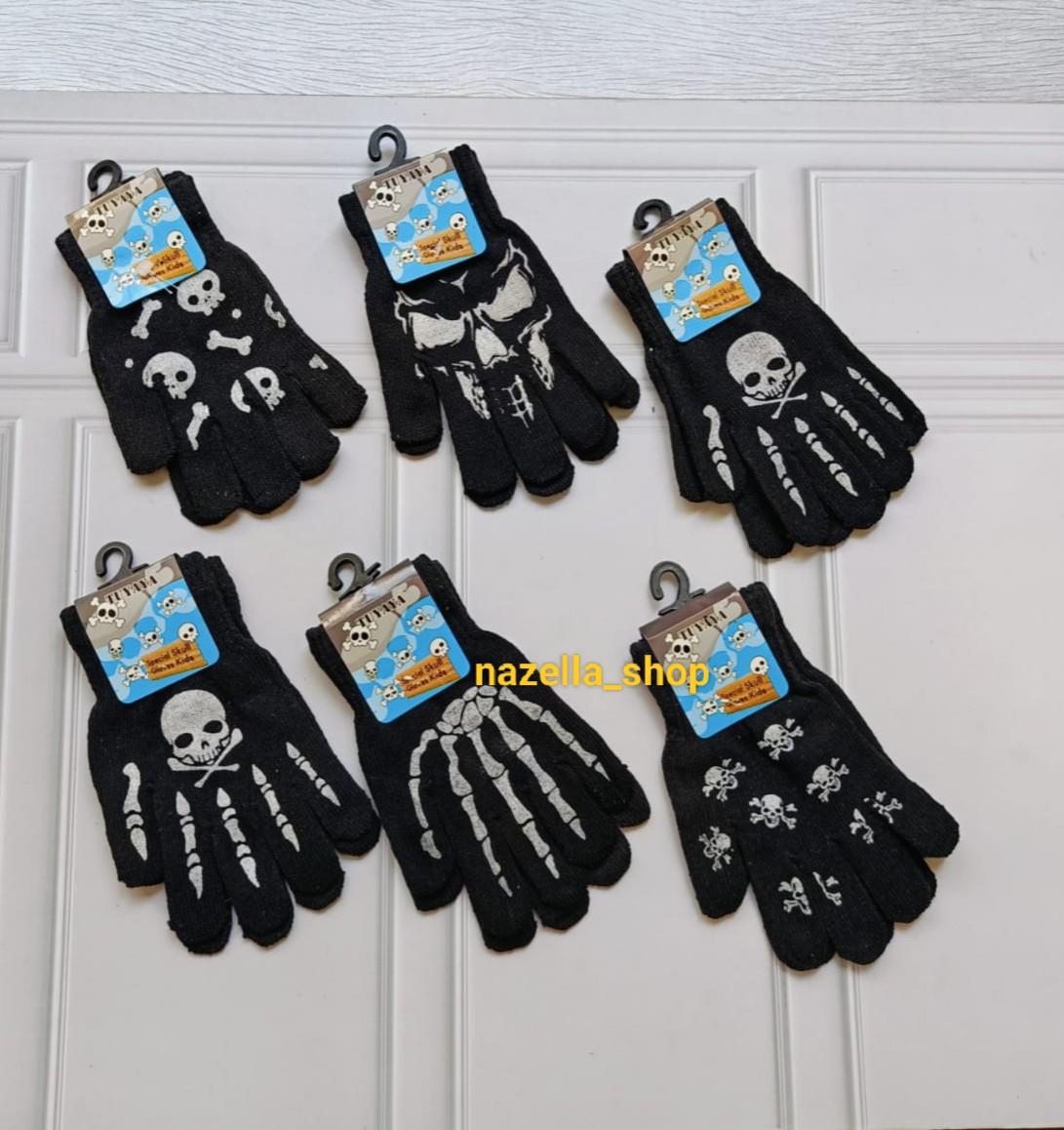 sarung tangan anak cowok motif tengkorak 4-9 tahun