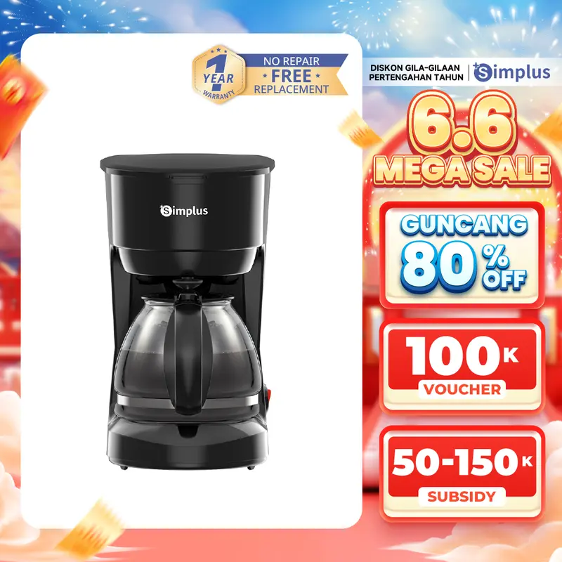 【SUPER PROMO 】SIMPLUS Mesin Kopi Drip Otomatis 750ml /Americano/Vietnam Drip/ Coffee Maker Serbaguna KFJH011 0