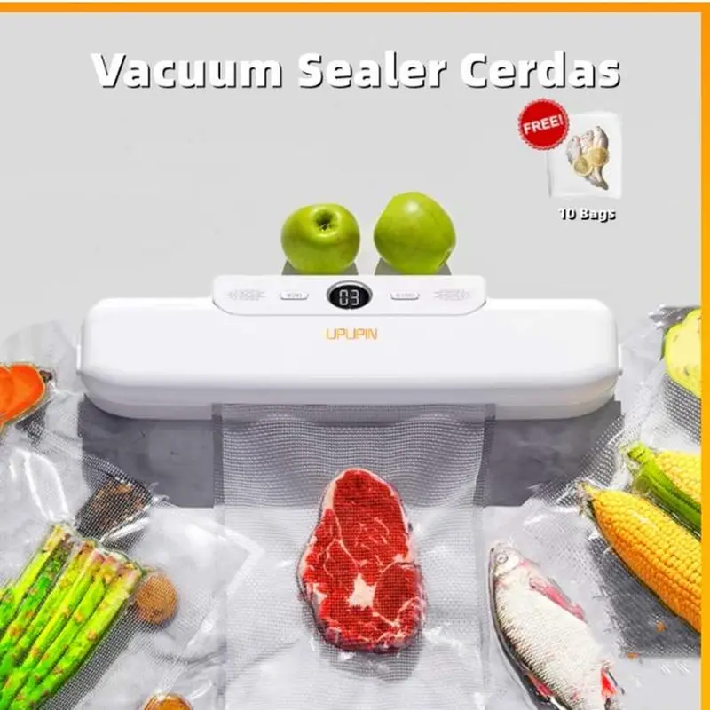 (BISA COD) UPUPIN Vacum sealer fresh cerdas makanan food packing machine mesin vacuum sealer makanan Plastic Listrik Vakum Putih 1