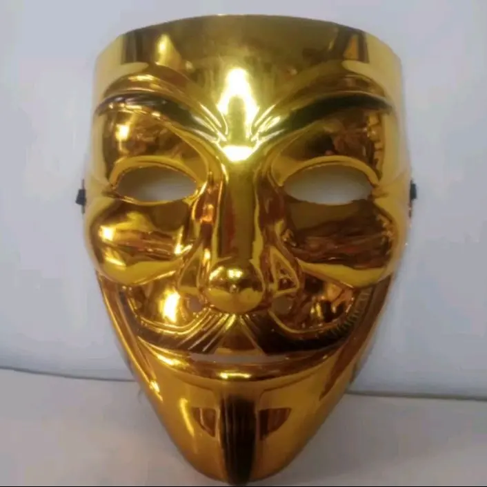 Topeng Anonymous V Vendetta Emas Gold Mask Halloween