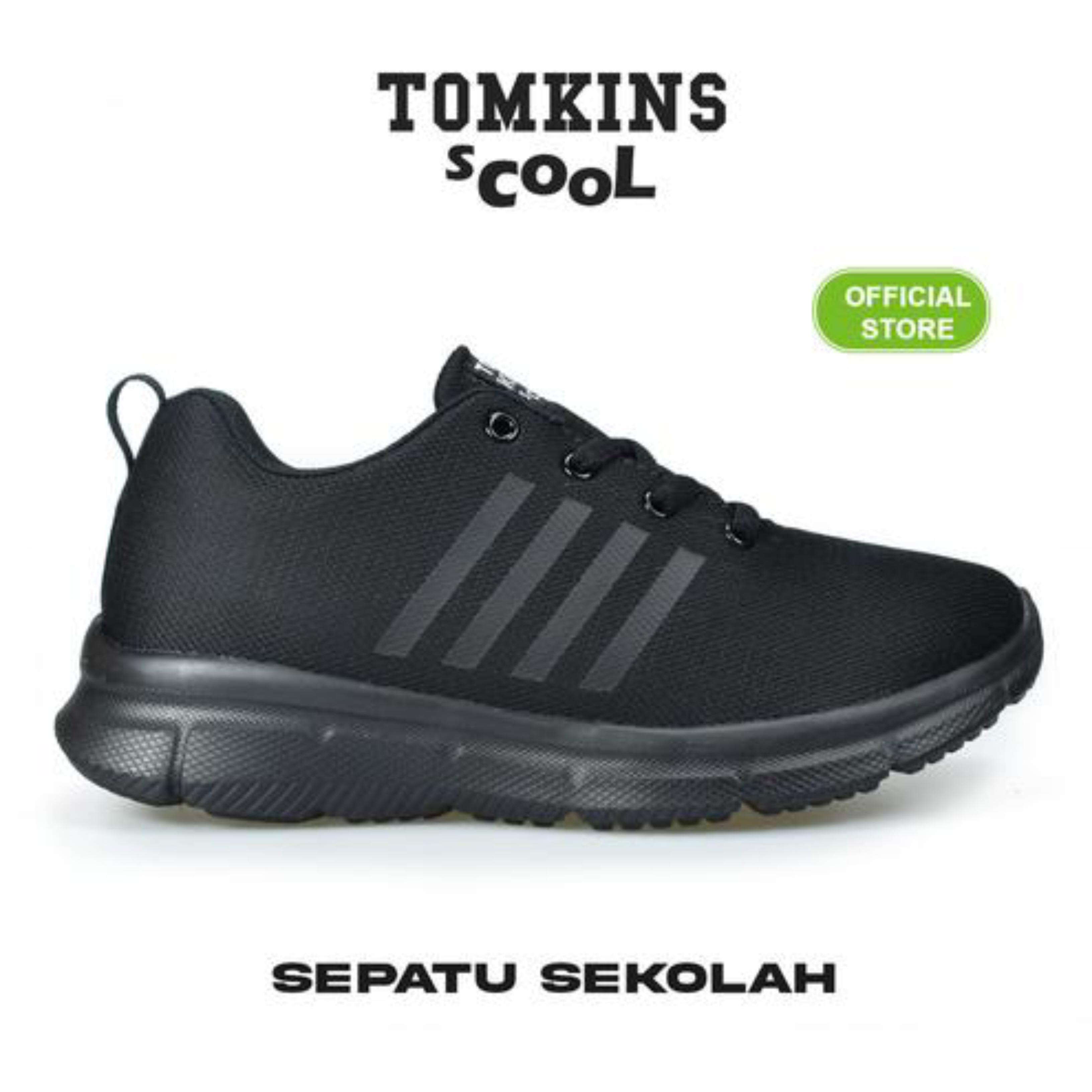 Promo Sepatu Sekolah Anak Hitam New Tomkins Skool Edition Sepatu Sekolah Full Hitam SD SMP SMA Terbaru ~ Shoes Casual