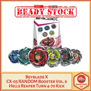 Beyblade X CX-05 Hells Reaper Ratchet 4-70 Bit K Kick Rhino Charge 4-55 Dot Random Booster Set Vol 6 Hell Arc Turn 3-85 Orb 9-80 Leon Crest Phoenix Rudder 4-70 LF Low Flat Whale Wave 7-60 Takara Tomy TakaraTomy Gasing Gangsing Top