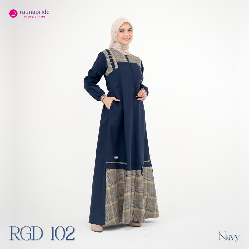 Raunapride - Baju Muslim - Gamis Dewasa 102 Dress Wanita Grey Navy 3
