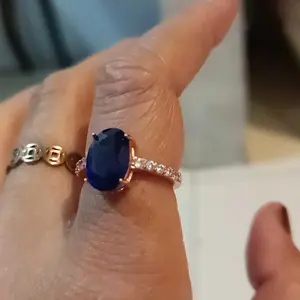 Jewelry Expert Set Cincin & Gelang Adjustable Rosegold Produk Asli Permata Zirconia Anti Luntur Perhiasan Tunangan Wedding & Gift Blue Sapphire