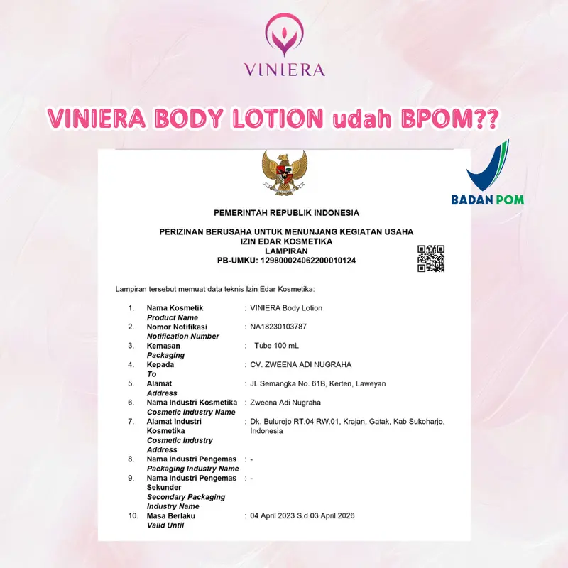 Viniera Body lotion mencerahkan kulit Perawatan  Tubuh 5