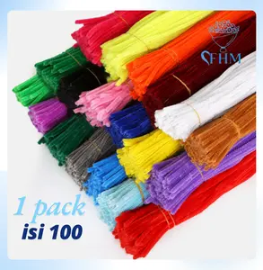 MGM  (PACK100) 100Pcs Kawat Bulu Mercy Mainan Anak Craft Diy Kerajinan Tangan Pipe Cleaner  PACK100 18_KBL