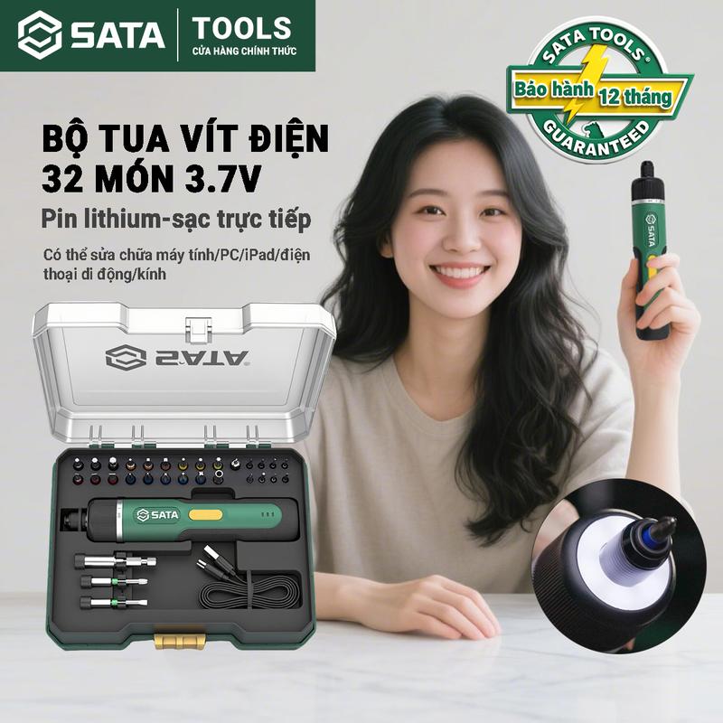 Bộ tua vít điện SATA 3.7V 32 chi tiết 151051 - Tua vít pin Lithium thẳng - Tua vít mini - Bao gồm 30 đầu tua vít điện - Sửa chữa máy tính PC iPad Điện thoại di động Kính - Dụng cụ sửa chữa đa năng