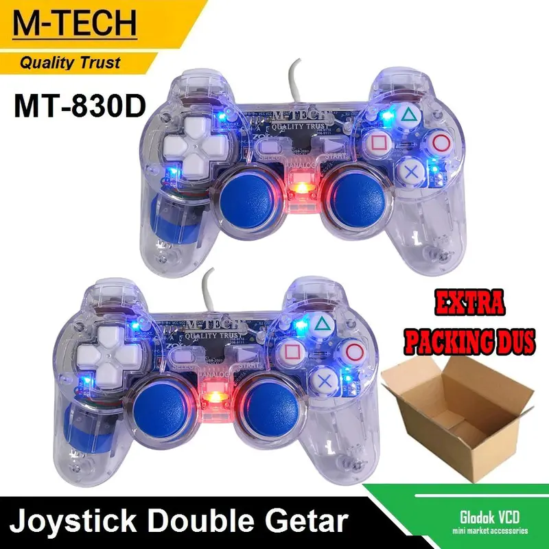 Gamepad Double Getar / joystick komputer pc Laptop Transparan M-Tech Controller Wireless Joystick 2