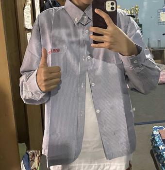 Product Review of Longshirt Boxy - Geld Importaint | Kemeja stripe boxy lengan panjang Pria / Wanita Unisex Salur Garis Nyaman Casual Katun from A**A 0