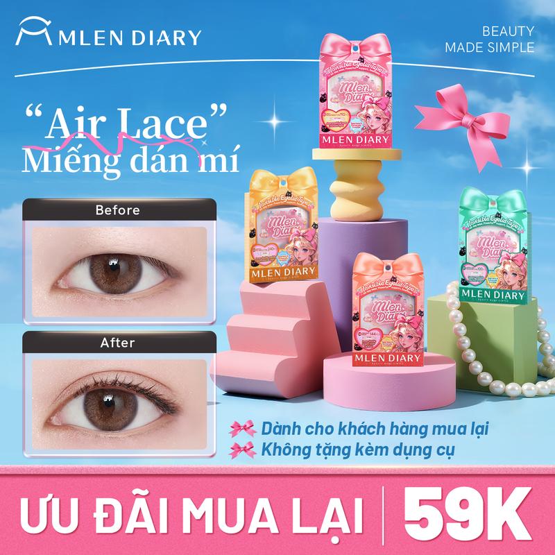 Không Tặng Kèm Dụng Cụ Mlen Diary - Kích Mí Lưới Miếng Dán Tàng Hình Tự Nhiên Phù Hợp Cho Mọi Dáng Mắt Nhiều Lựa Chọn Dễ Dùng Cho Người Mới Bắt Đầu- Kích Mí Không Gây Lộ Tự Nhiên Cả Khi Không Makeup 【Ưu đãi mua lại