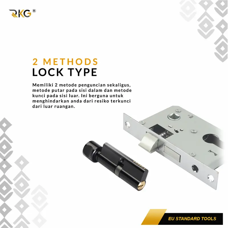 KP-04 Kunci Pintu Pisah Elegant Black Flat Handle Split Door Lock Set 1