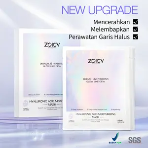[Masker Rekomendasi Sandrina]  ZOICY Masker Mencerah Wajah 5pcs 1 Box - Glowing Essence Sheet Mask | Masker Mencerahkan Kulit | Hyaluronic Acid Melembapkan | Mengencangkan | Menutrisi | Menenangkan | Niacinamide l Salicylic Acid | Witch Hazel | Centella