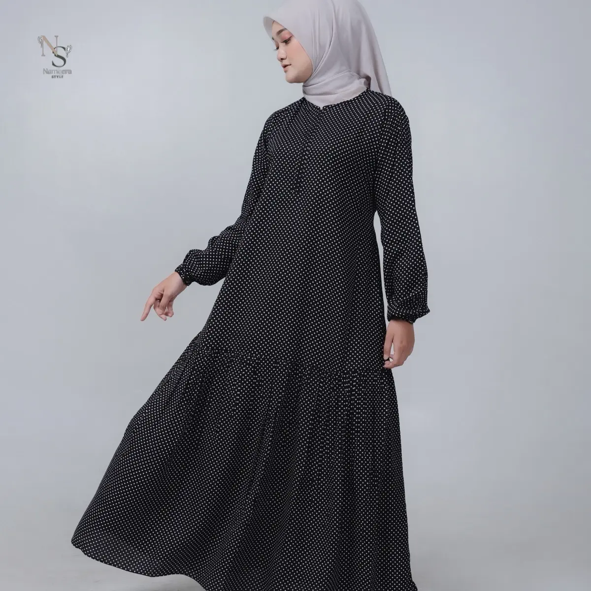 Luna Dress - Nameera Style Dress Rayon Polkadot - Dress Muslimah, Gamis, Bahan Rayon, Adem, Busui Friendly