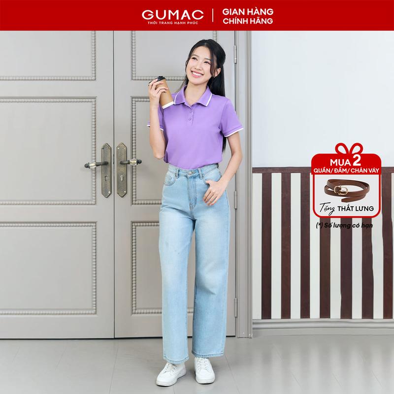   MUA 2 TẶNG THẮT LƯNG  Quần jeans suông nữ denim thêu Gmor xanh nhạt tôn dáng thời trang Gmorning - GUMAC YQJE10080 