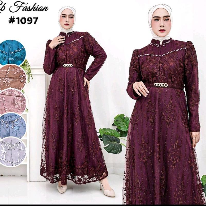 gown Amara Kerah Wanita Dress Baju Pesta gamis burkat 0