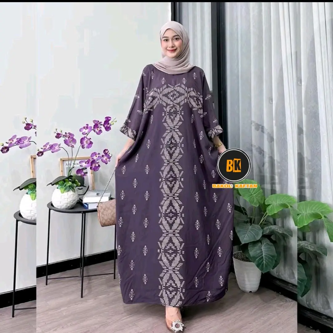 Gamis Kaftan Rayon Jumbo Premium Motif Yuraa Ld 180 Cm Adem Viral Kekinian