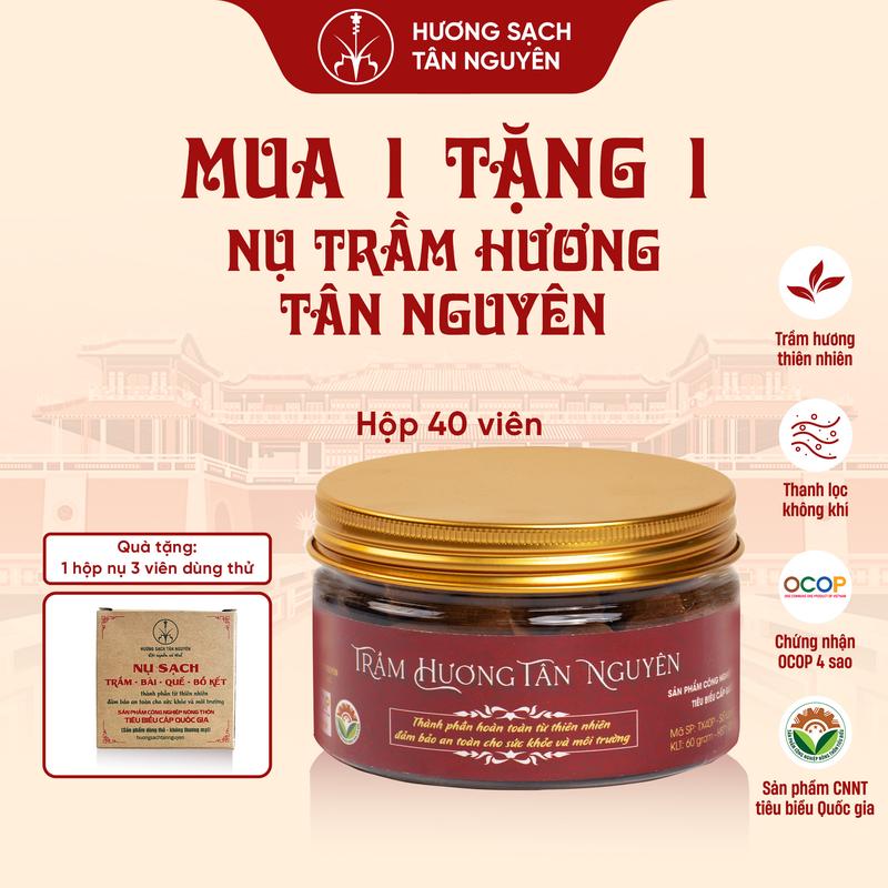 Nụ Trầm Hương Hộp 40 Viên Tặng Hộp Nụ Trải Nghiệm - Hương Thơm Dịu Nhẹ, Dầu Thơm Phòng - Nụ Sạch Thanh Lọc Không Khí, Nhà Cửa Phong Thủy Nhang Trầm - Hương Sạch Tân Nguyên