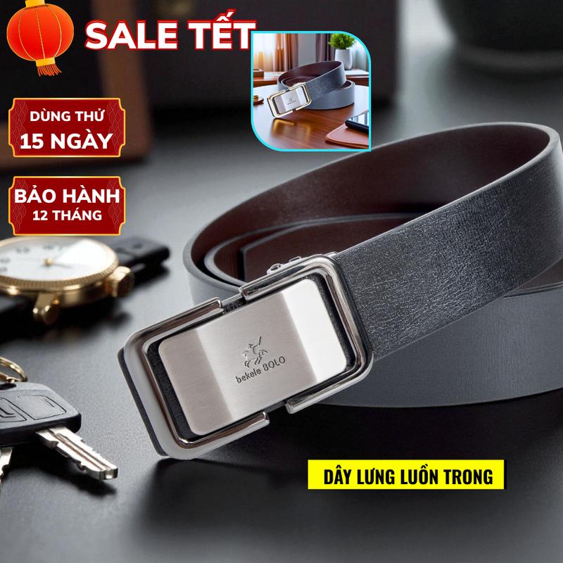  Thắt Lưng Nam Chính Hãng TL02 BEKELE Da Microfiber Luồn Trong Khóa Tự Động KT Dài 1,2m Rộng 3,5cm Tặng Hộp 