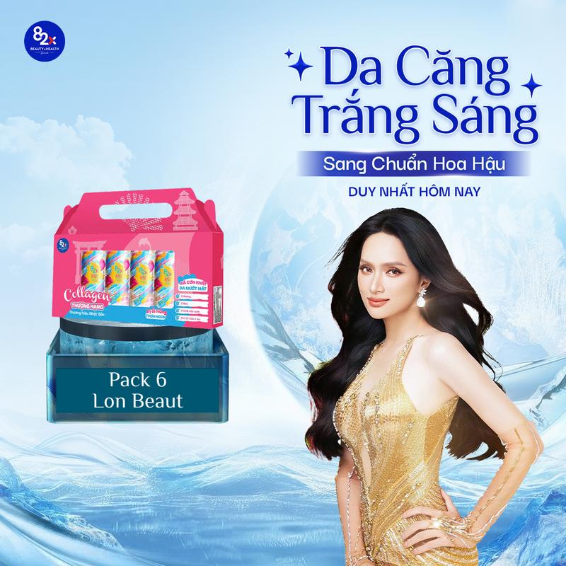 Live Set Quà Beaut"Kiêu Sa" - Pack 6 Lon Nước Uống 82X Beaut Giải Khát Lành Mạnh Bổ Sung Collagen Không Đường Ít Calo Vị Ổi Hồng 245ml Lon
