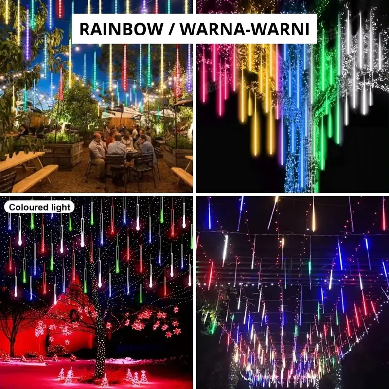 COD Lampu Meteor LED Hujan 50cm RGB 1 set 8 Batang 10 Batang lampu  taman  outdoor 3